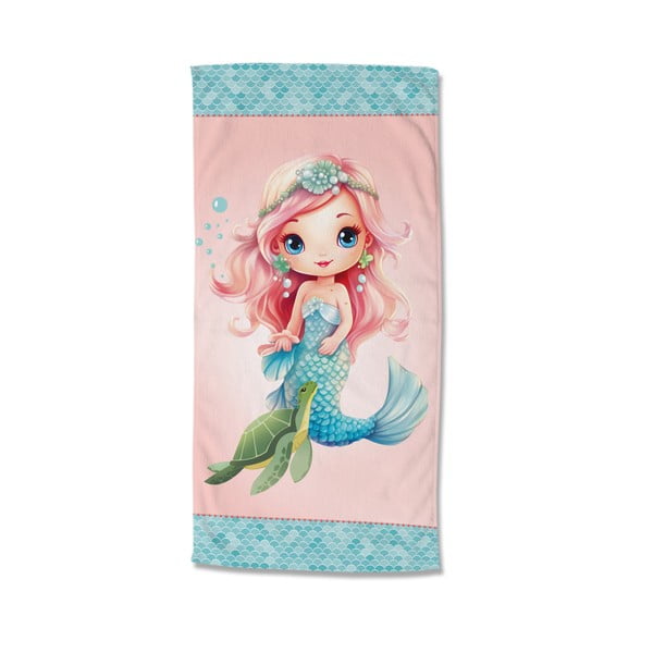 Zils/rozā bērnu samta pludmales dvielis 75x150 cm Alisse – Good Morning