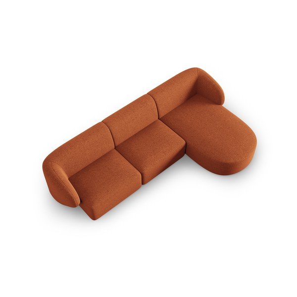 Terakotas oranžs stūra dīvāns no šenila auduma (ar labo stūri/ar zvilni) Paolo – Milo Casa-image-2