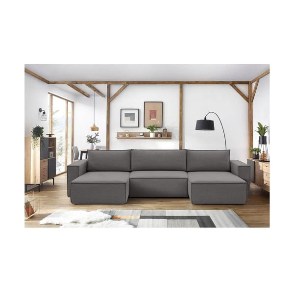 Pelēks stūra dīvāns (U veida) Nihad – Bobochic Paris-image-1