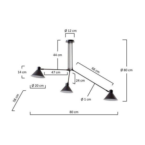 Melna griestu lampa 80x80 cm Dione – Kave Home-image-3