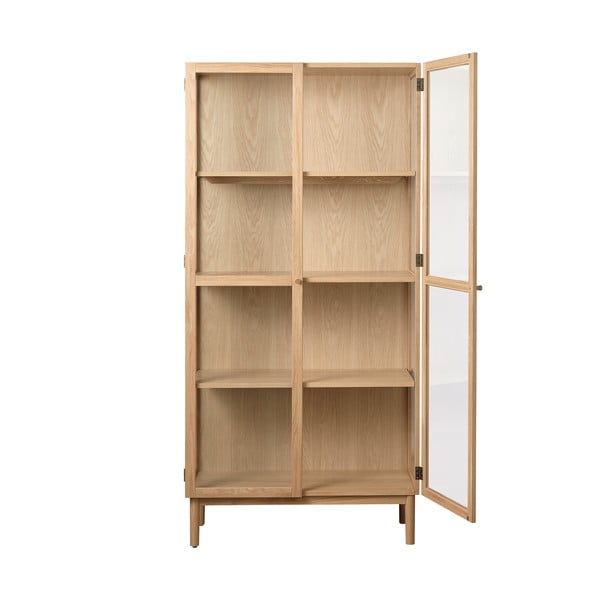 Dabīga toņa ozola masīvkoka vitrīna 190x90 cm Elba – Unique Furniture-image-3