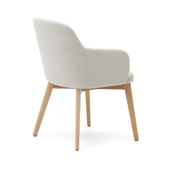 Krēmkrāsas polsterēts ēdamistabas krēsls ar roku balstiem Nelida – Kave Home-image-4