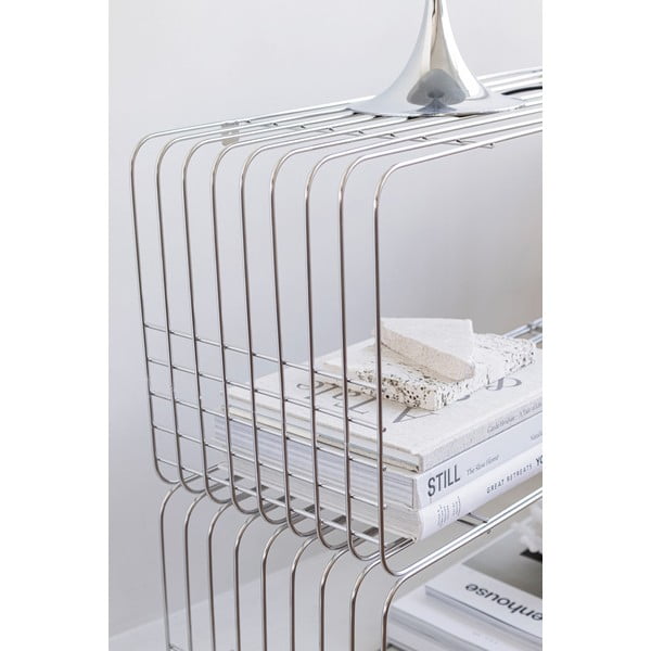 Spīdīgas sudraba krāsas metāla sienas grāmatplaukts 70x30 cm Wire – Mette Ditmer Denmark-image-2