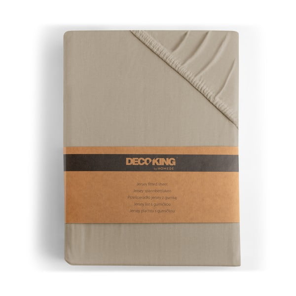 Gaiši brūns trikotāžas palags ar gumiju 200x200 cm Amber – Restilo-image-4