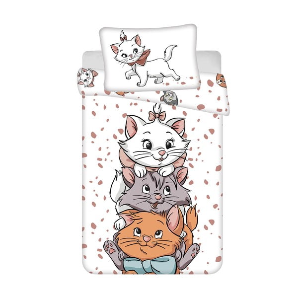 Balta kokvilnas bērnu gultas veļa bērnu gultiņai 100x135 cm Marie Cat "Friends" – Jerry Fabrics