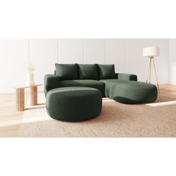 Zaļš pufs no buklē auduma Feiro – MESONICA-image-1