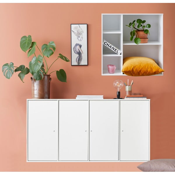 Baltas sienas kumodes un grāmatplaukta komplekts Hammel Mistral Kubus-image-1