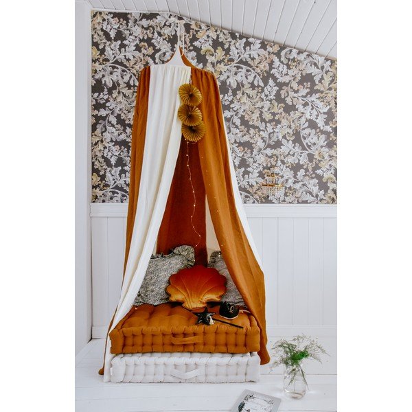 Balti oranžs lina auduma baldahīns Caramel Circus – Moi Mili-image-2