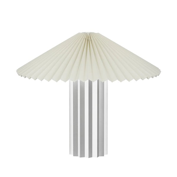 Balta/sudraba krāsas galda lampa ar regulējamu spilgtumu un auduma abažūru (augstums 36 cm) Taite – Blomus