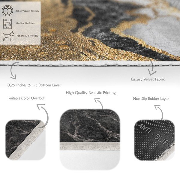 Melnbalts mazgājams paklājs 160x230 cm – Mila Home-image-3