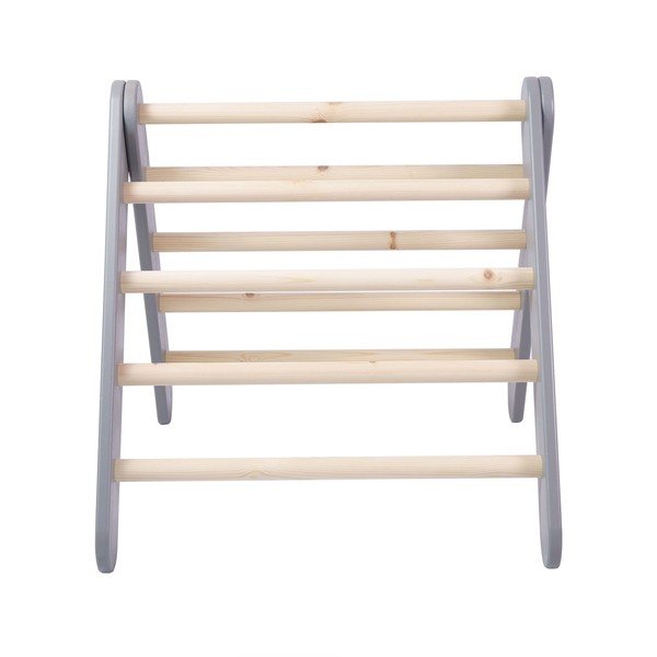 Pelēks priedes masīvkoka kāpelēšanas trijstūris 60x60x60 cm Montessori – Meowbaby-image-3