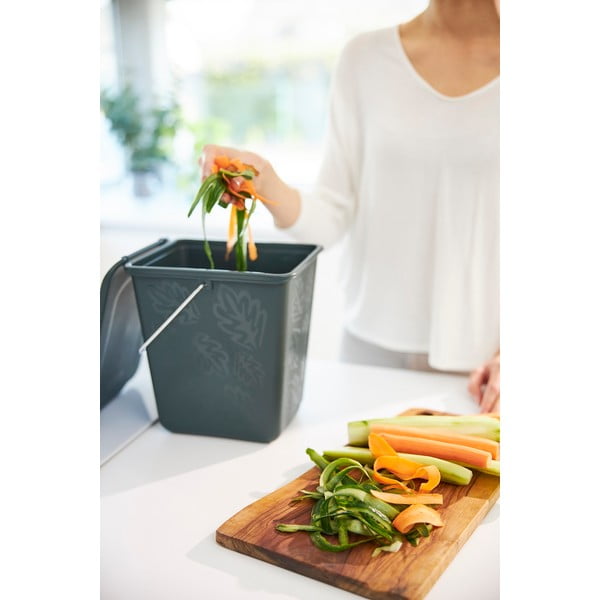 Tumši zaļš kompostējamo atkritumu konteiners 7 l Greenlije – Rotho-image-4