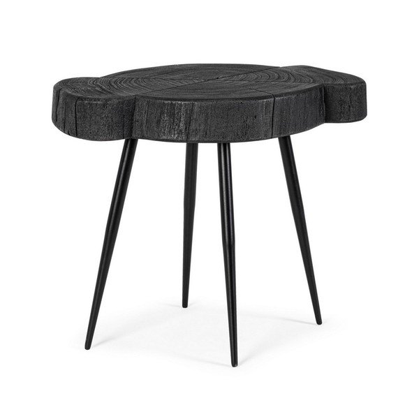 Melns žurnālgaldiņš ar akācijas koka galda virsmu 35x45 cm Zakia – Bizzotto