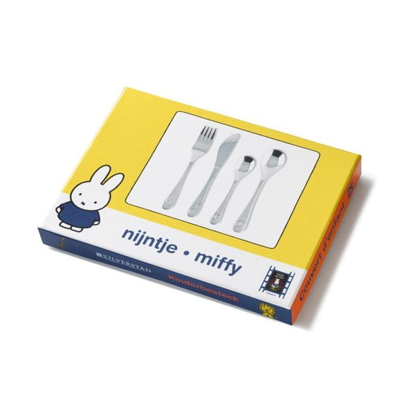 Sudraba krāsas nerūsējošā tērauda bērnu galda piederumi (4 gab.) Miffy Zoo – Zilverstad-image-2