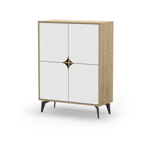 Balts/dabīga toņa skapītis ar ozolkoka imitāciju 90x120 cm Nola – Marckeric-image-3