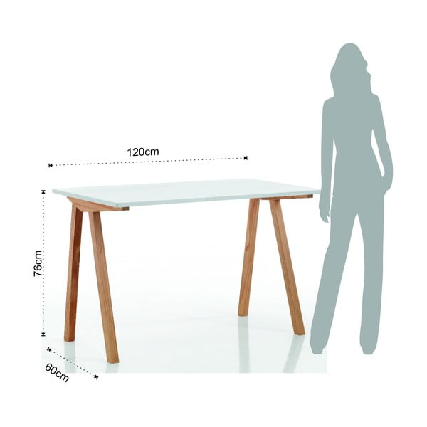 Darba galds ar baltu galda virsmu 60x120 cm Mak – Tomasucci-image-4