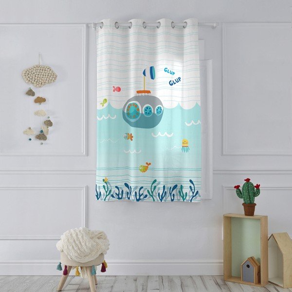 Kokvilnas aizkars bērniem Moshi Moshi Sea Life, 135 x 180 cm-image-1