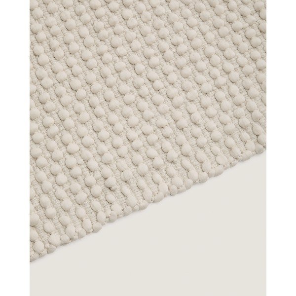Krēmkrāsas ar rokām darināts celiņa paklājs no kokvilnas maisījuma 70x140 cm Mascarell – Kave Home-image-3