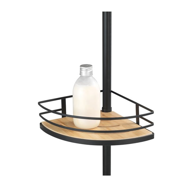 Matēti melns/dabīga toņa stūra bambusa izvelkams vannas istabas plaukts Dolcedo – Wenko-image-2