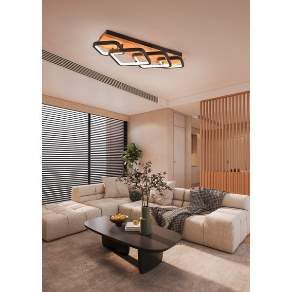 Melna/dabīga toņa LED griestu lampa ar regulējamu spilgtumu 32x72 cm Rama – Trio-image-1