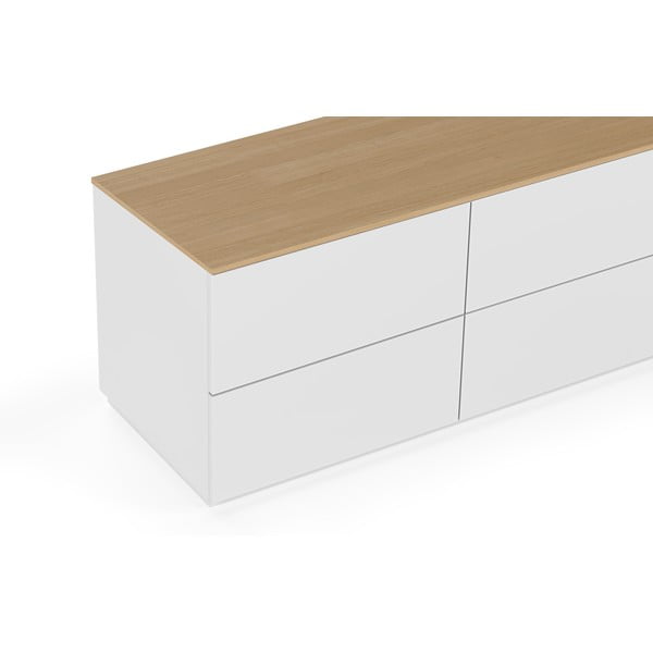 Balta kumode ar ozolkoka imitācijas virsmu, 120 x 54 cm Join – TemaHome-image-1