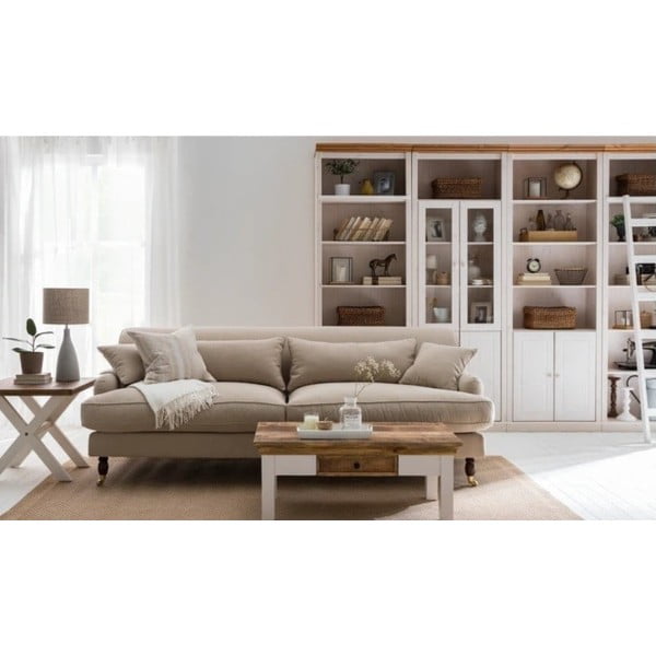 Balts priedes masīvkoka grāmatplaukts 296x223 cm Anita – Støraa-image-1