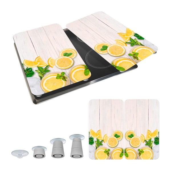 Rūdīta stikla plīts aizsargplāksnes (2 gab.) 52x30 cm Lemons – Wenko-image-2
