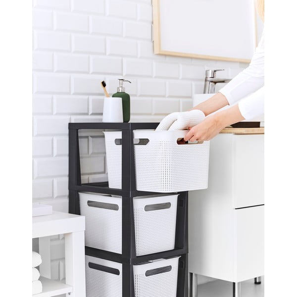 Balts/melns plastmasas pārvietojams plaukts 30x77 cm Brisen – Rotho-image-4