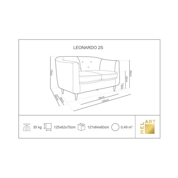 Kooko Home Love pelēks dīvāns, 125 cm-image-3
