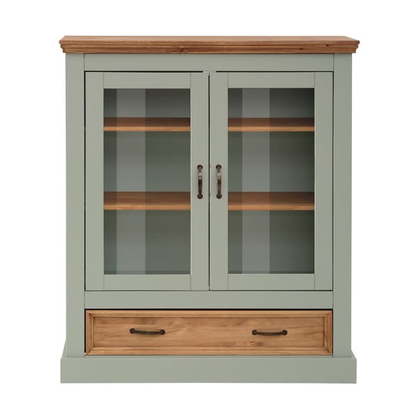 Gaiši zaļa priedes masīvkoka vitrīna 100x120 cm Selma – Støraa