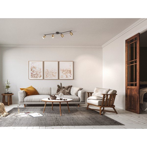 Melna/zelta krāsas griestu lampa ar metāla abažūru ø 8 cm Vano – Fischer & Honsel-image-2