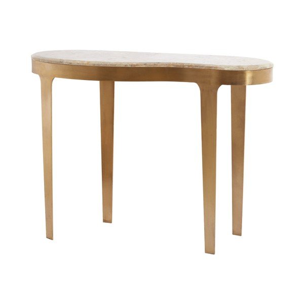 Bronzas krāsas/pelēkbrūns konsoles galds ar marmora virsmu 40x110 cm Giulio – Light & Living-image-3