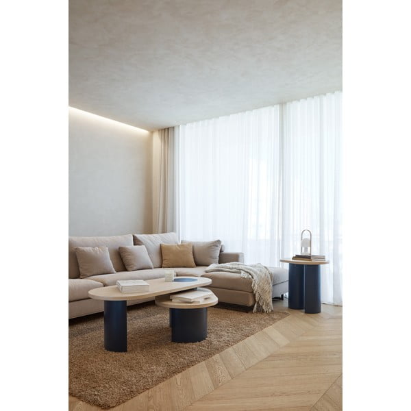 Zils/dabīga toņa žurnālgaldiņš ar oškoka imitāciju 50x120 cm Nori – Teulat-image-1