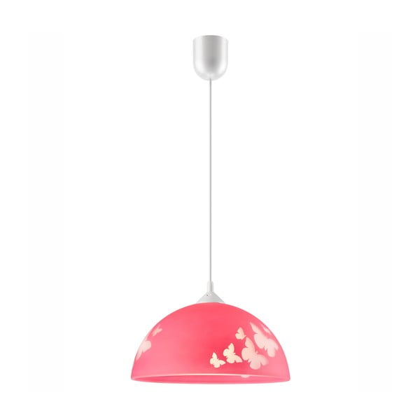 Rozā bērnu lampa ar stikla abažūru ø 30 cm Mariposa – LAMKUR