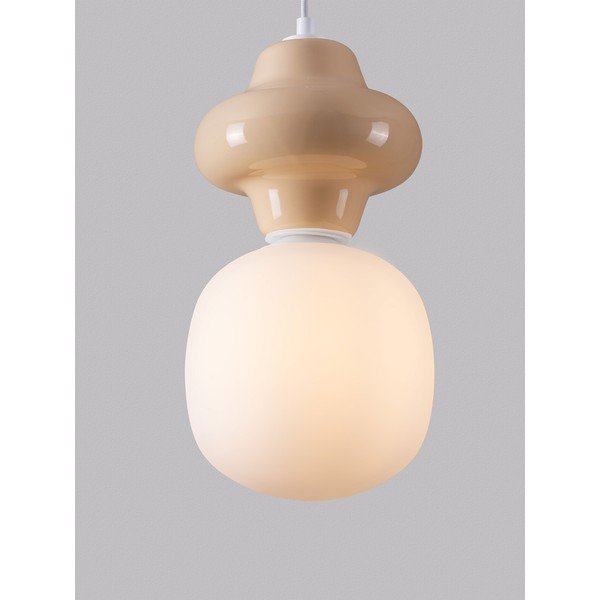 Balta/krēmkrāsas keramikas piekaramā lampa ar stikla abažūru ø 18 cm Clio – Nova Luce-image-1