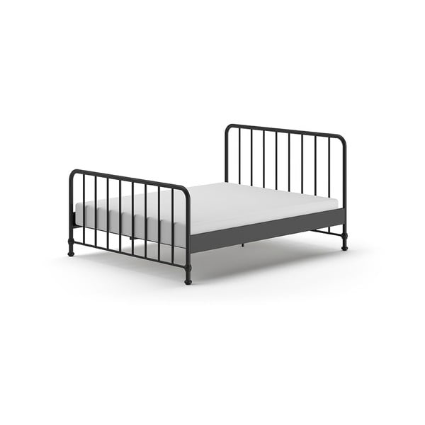 Melna metāla vienvietīga gulta ar redelēm 160x200 cm BRONXX – Vipack