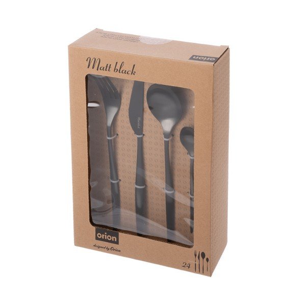 Melns nerūsējošā tērauda galda piederumi (24 gab.) – Orion-image-4