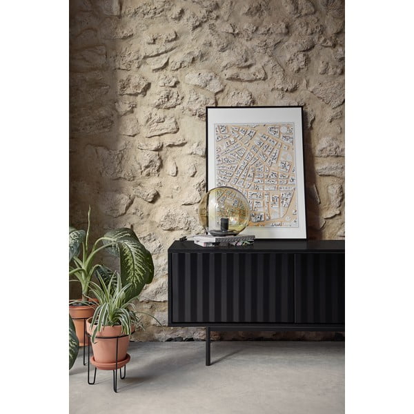 Melns/dabīga toņa TV galdiņš ar ozolkoka imitāciju 180x52 cm Sierra – Teulat-image-1