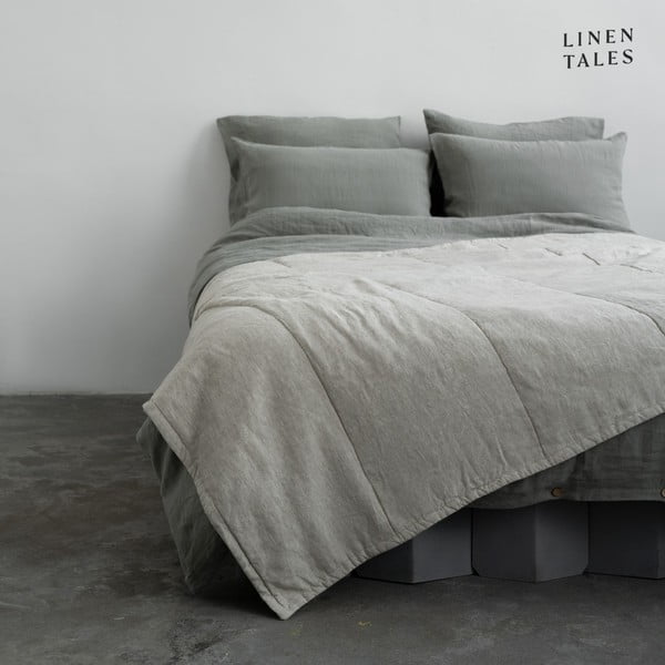 Dabīga toņa lina stepēts gultas pārklājs 200x220 cm Melange – Linen Tales
