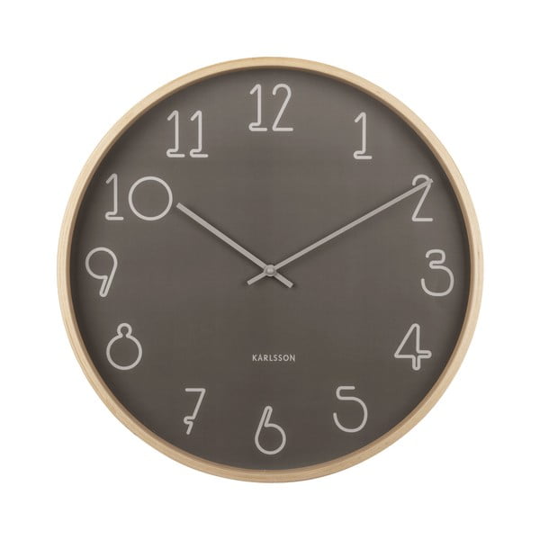 Antracīta pelēks sienas pulkstenis Karlsson Sencillo, ø 40 cm
