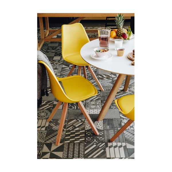 2 dzeltenu krēslu komplekts ar dižskābarža koka kājām Bonami Essentials Gina-image-2