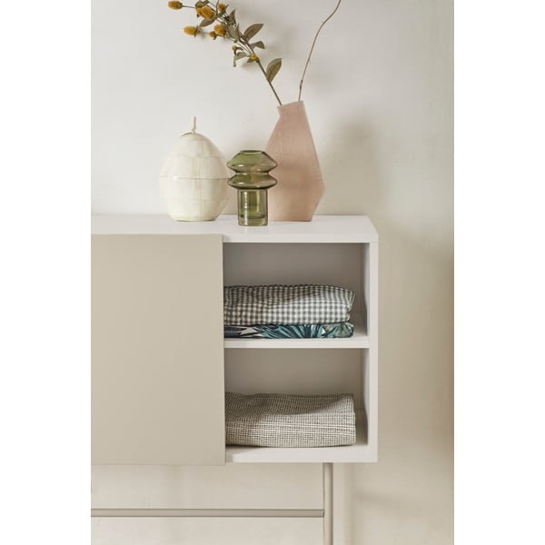 Bēša/krēmkrāsas zema kumode ar bīdāmām durvīm 140x91 cm Nube – Teulat-image-1