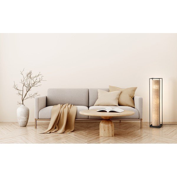 Melna/bēša stāvlampa ar auduma abažūru (augstums 114,5 cm) Thor – Fischer & Honsel-image-1