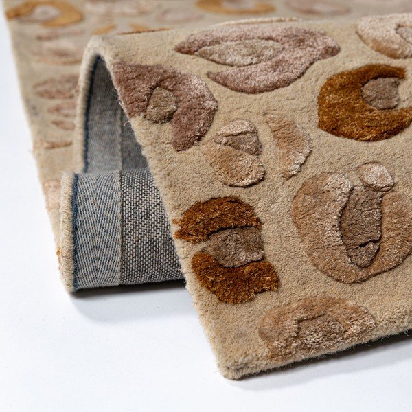 Dabīga toņa ar rokām darināts paklājs no vilnas maisījuma 140x200 cm Leopard Frame – Flair Rugs-image-4