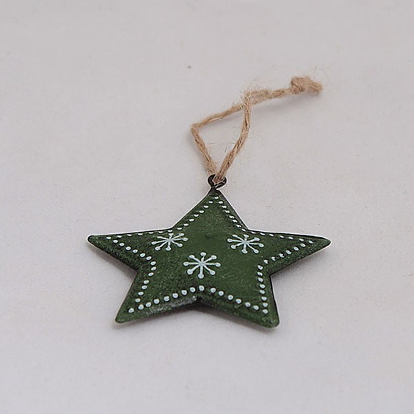 Metāla piekaramie dekori zaļas zvaigznes, 6 gab.-image-1