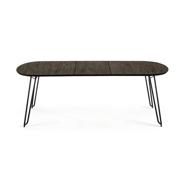 Tumši brūns izvelkams ēdamgalds ar oškoka imitācijas galda virsmu 100x170 cm Milian – Kave Home-image-4