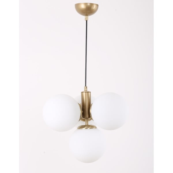 Balta/zelta krāsas piekaramā lampa ar stikla abažūru ø 15 cm Hector – Squid Lighting