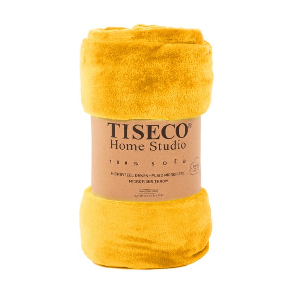 Dzeltens mikroplīša pārklājs divguļamai gultai 220x240 cm Cosy – Tiseco Home Studio