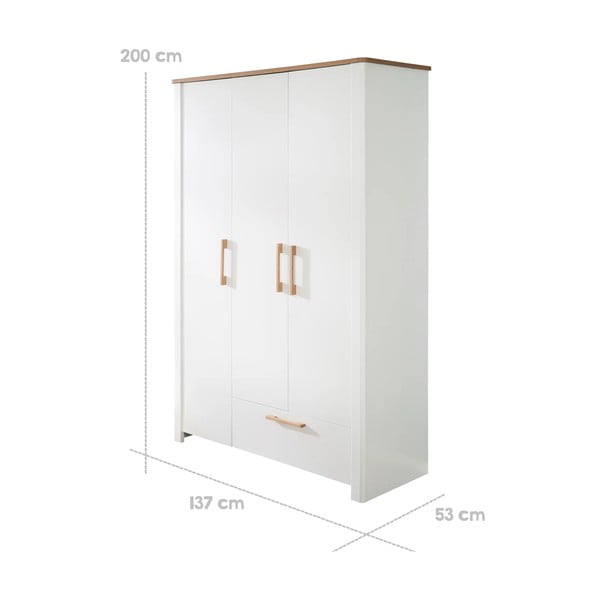 Balts bērnu drēbju skapis 139x200 cm Ava – Roba-image-3