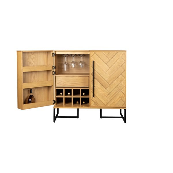 Ozolkoka imitācijas vīna skapis 24 pudelēm, 100x100 cm Class – Dutchbone-image-3